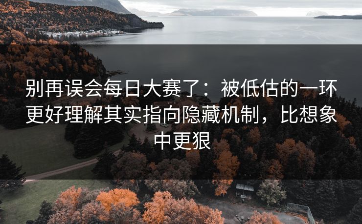 别再误会每日大赛了：被低估的一环更好理解其实指向隐藏机制，比想象中更狠