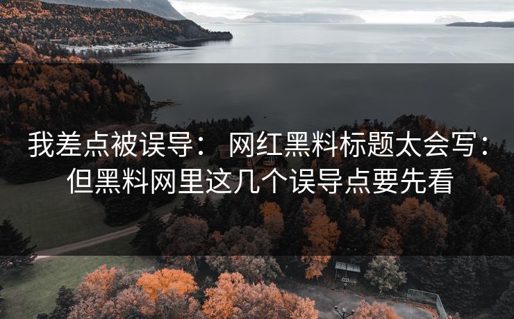 我差点被误导： 网红黑料标题太会写： 但黑料网里这几个误导点要先看